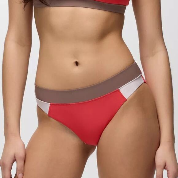 Prana Baja Bound Summer Wave Swim Bottom Women's M Rose Fire Colorblock Sporty - Picture 1 of 7